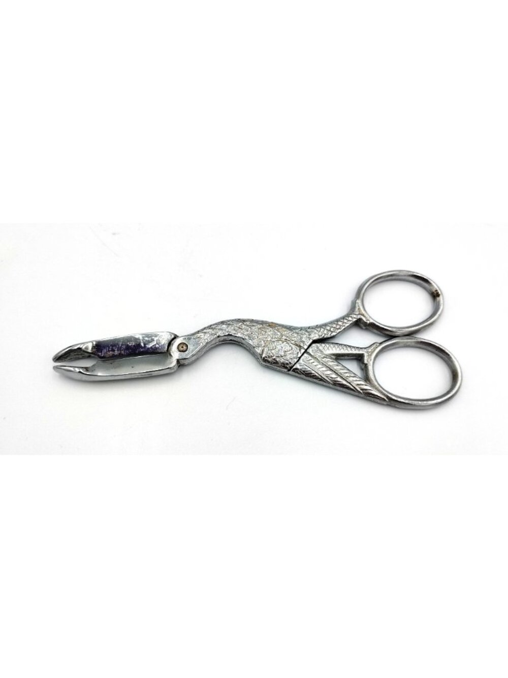 Vintage Crane Bird Sugar Cube Tongs Chrome Plated Figural Serving Utensil 5.25 - Picture 7 of 9